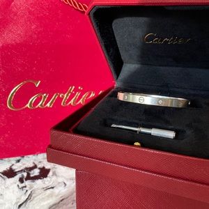 White Gold Cartier Love Bracelet, 4 Diamonds